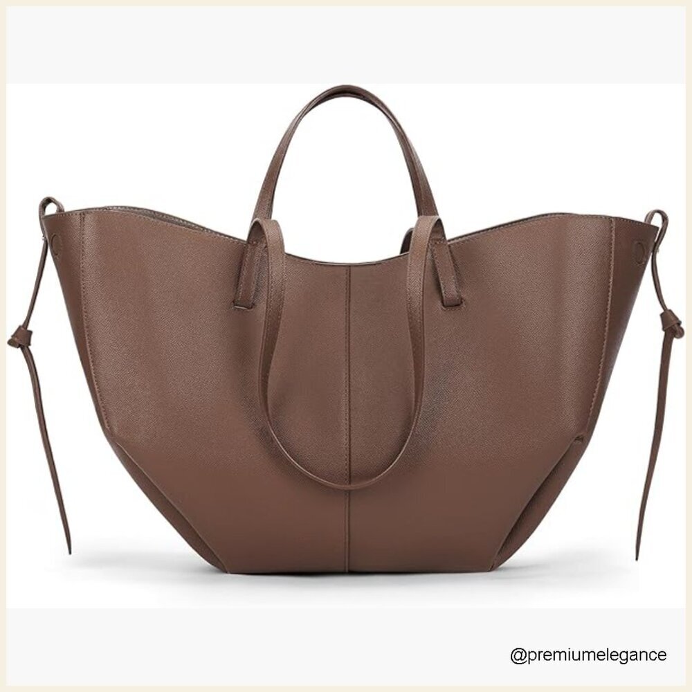 Large Faux Leather Tote Bag with Magnetic Closure for Work & Travel
